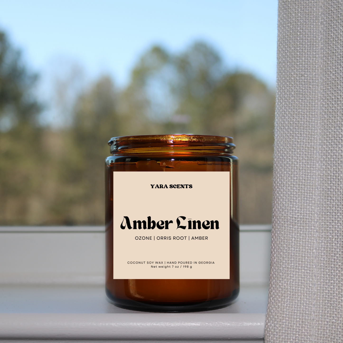 AMBER LINEN | Wood Wick Coconut Soy Candle