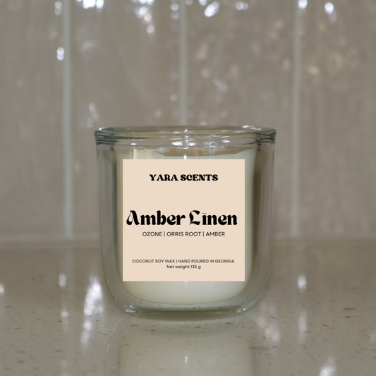 AMBER LINEN | Wood Wick Coconut Soy Candle